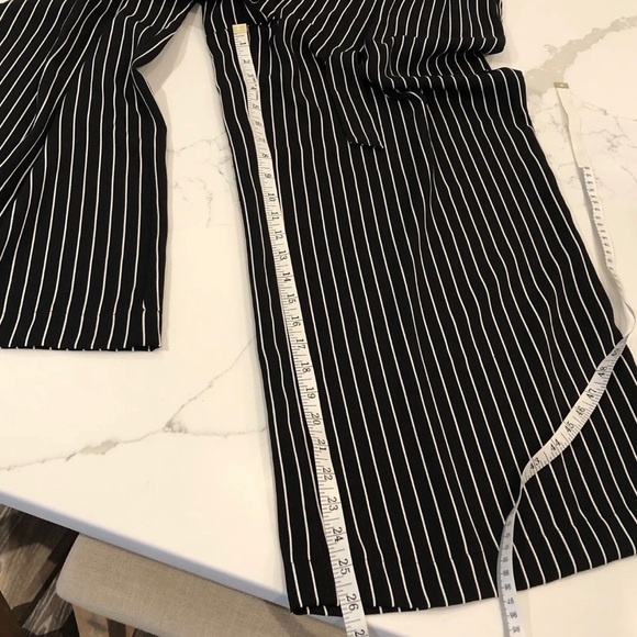 Who What Wear Black White Striped Paper Bag Waist Wide Leg Cropped Pants Large - Picture 8 of 10